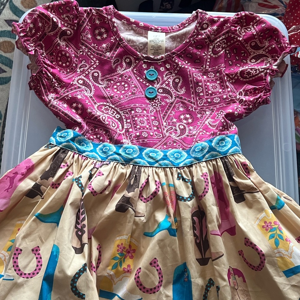 Eleanor Rose Cowgirl dress with matching hair bow